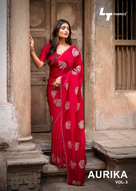 Aurika Vol 3 By LT Nc Malai Silk Embroidery Bulk Saree Orders In India